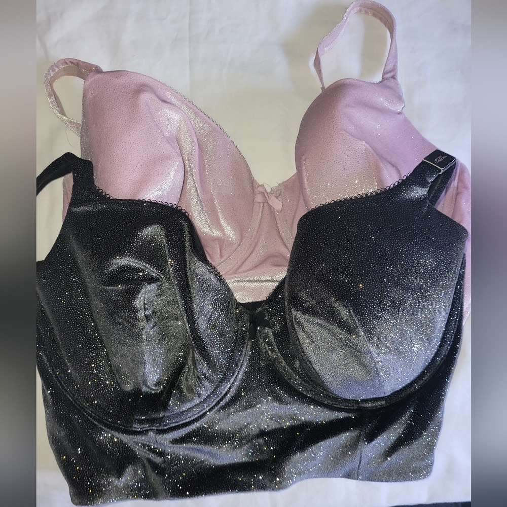 Victoria's Secret Black and Pink Glitter Bra